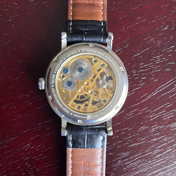 Stuhrling Original Skeleton Watch on Black Leather Band - Picture 5 of 6